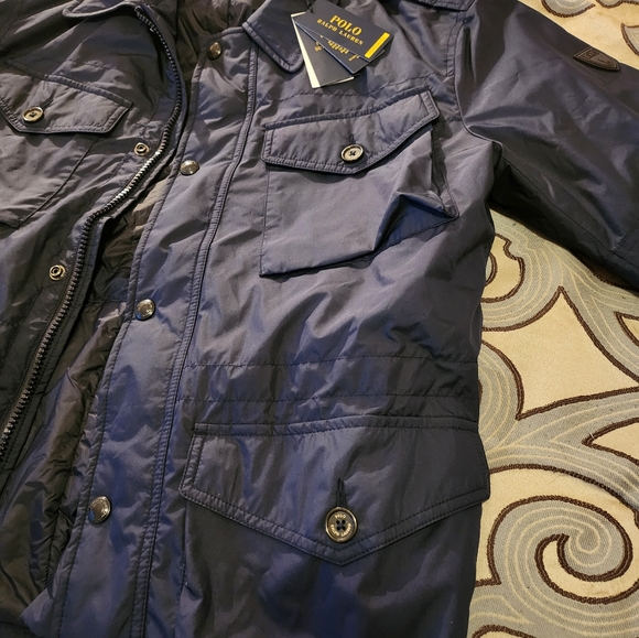 SOLD! $268 Polo Ralph Lauren Men Water Repellent Field Jacket Full Zip Navy Sz L - Picture 5 of 12